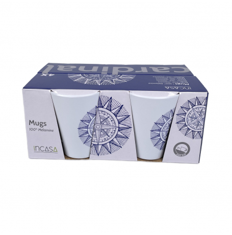 Zestaw 4 kubków z melaminy Róża Wiatrów - Allcamp