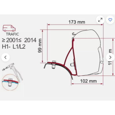 ADAPTER MARKIZY F35  DO RENAULT TRAFIC, OPEL VIVARO OD 2014