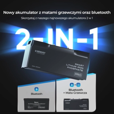 AKUMULATOR RENOGY LiFePO4 12V 200Ah Pro Smart Bluetooth i funkcja samonagrzewania