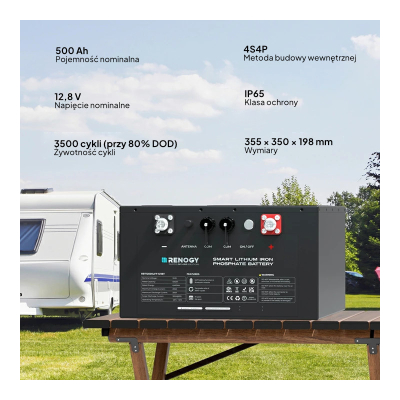 AKUMULATOR RENOGY LiFePO4 12V 500Ah Pro Smart Bluetooth i funkcja samonagrzewania