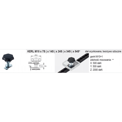 ZACZEP KERL M10 x 7S | x 14S | x 24S | x 34S | x 54S DOKRĘCANY DO SZYN AIRLINE